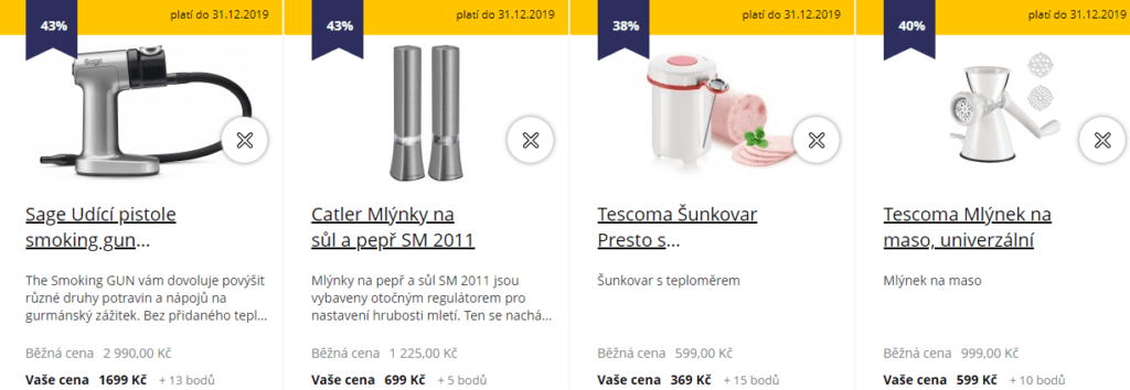 V rámci věrnostního programu je možné zakoupit různé produkty s až 60% slevou.