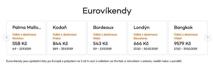 PrimaGo nabízí i eurovíkendy.