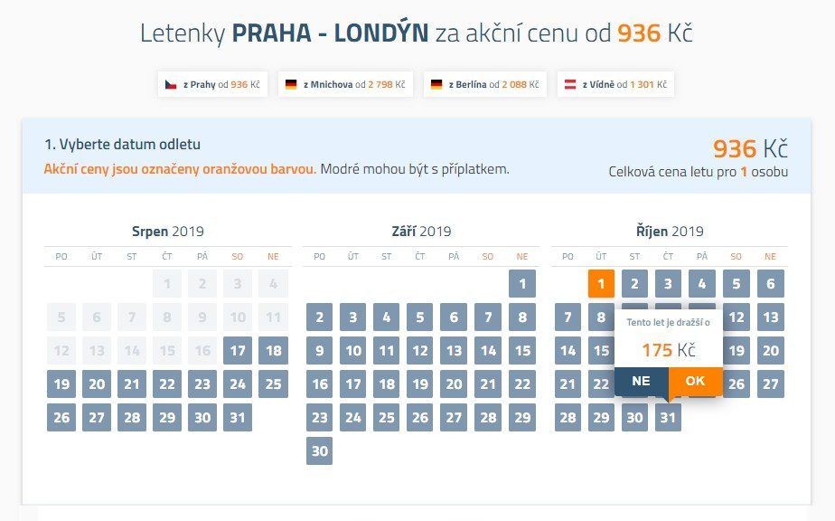 Akční cena je vždy zobrazena oranžovou barvou.