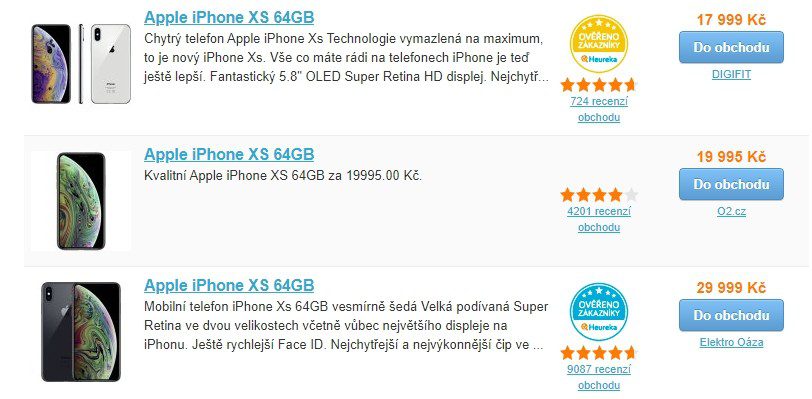  Heuréka automaticky vyhledá nejlevnější produkty v nabídce různých e-shopů.