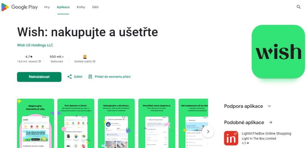 Aplikace Wish – nakupujte a ušetřte je dostupná pro Android i iOS a je zdarma. Cenou za ni je sběr informací o uživateli a nevyžádané reklamy.