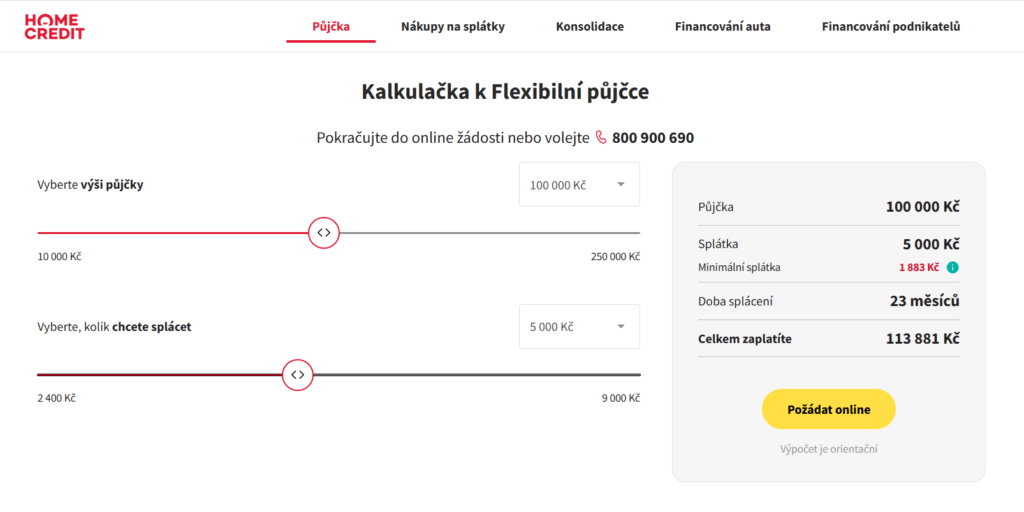 Kalkulačka na webu Home Credit umožňuje snadno a rychle vypočítat splátky půjčky. 