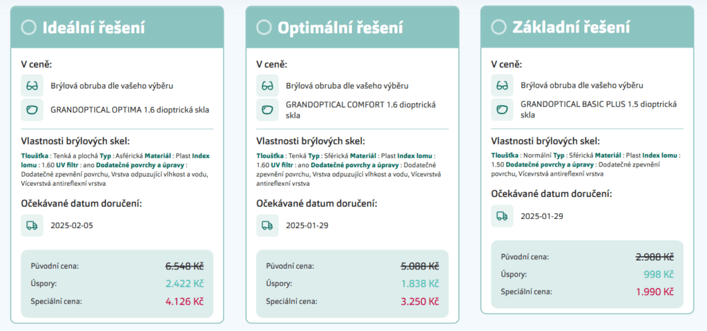 Online kalkulačka GrandOptical nabídne dioptrická skla na míru.