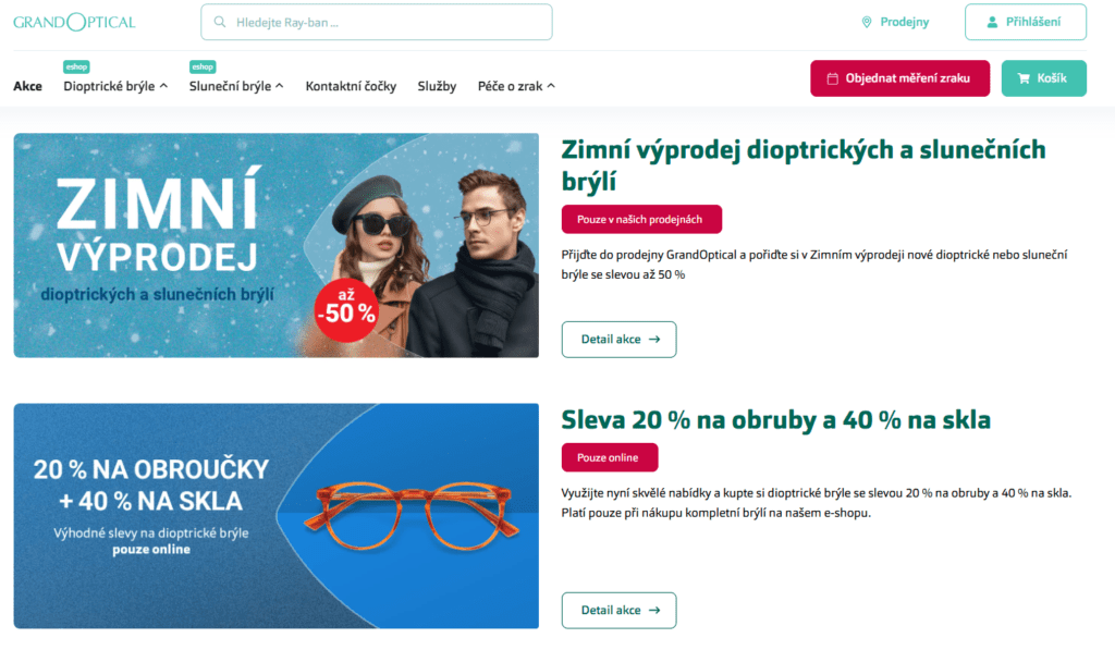 Na webu GrandOptical lze najít seznam všech aktuálních akčních nabídek.