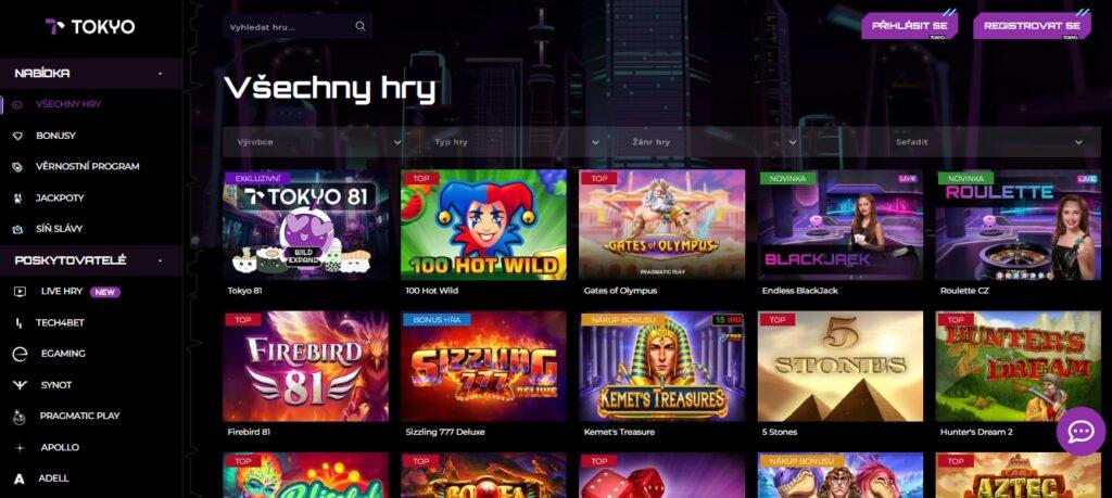 Výběr v casinu Tokyo zahrnuje klasické stálice i nové automaty, pravidelně navíc přibývají další.